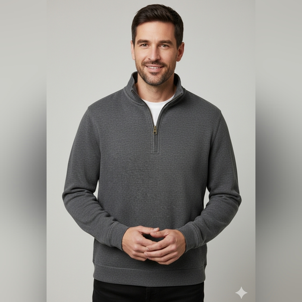 Weatherproof Vintage Men's Gray Quarter Zip Pullover Sweater Size Small